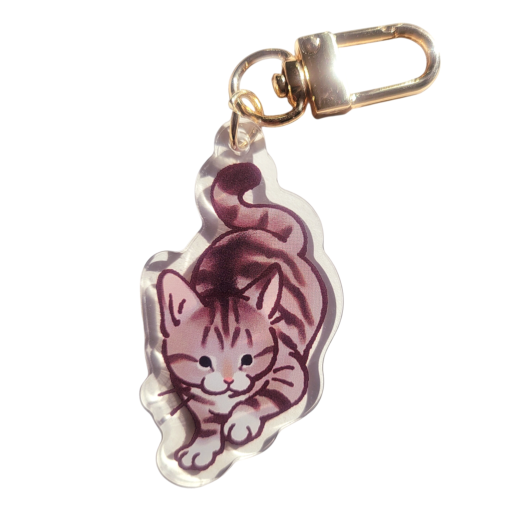 Grey Tabby Cat Acrylic Charm